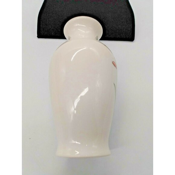 Vintage YamaJi Pink Peace Lily Floral Vase Porcelain Gold Trim 7" Tall - Picture 3 of 6